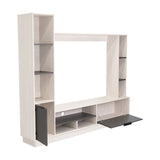 Centro de Entretenimiento Marsella Niebla 202x176.8cm para TV Hasta 60 Pulgadas con Ranuras para Cables y con Once Compartimientos - Muebles para TV | Bylmo