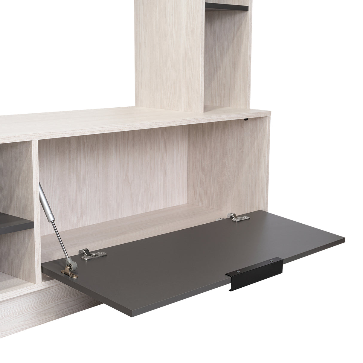 Centro de Entretenimiento Marsella Niebla 202x176.8cm para TV Hasta 60 Pulgadas con Ranuras para Cables y con Once Compartimientos - Muebles para TV | Bylmo