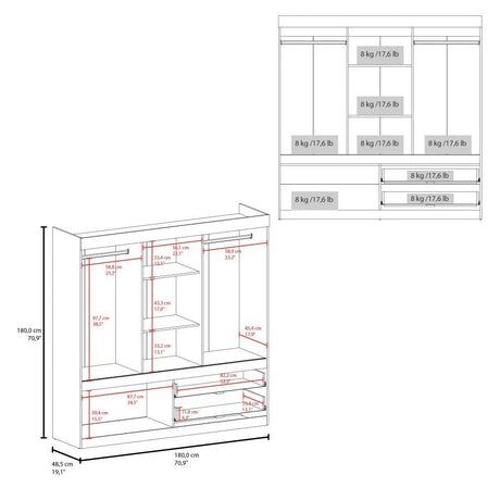 Closet Allegro Duna 180x180cm con 2 Cajones con 2 Entrepaños - Closets | Bylmo