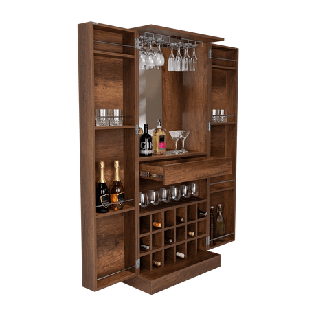 Bar Malbec Caramelo 75x175cm con Un Cajón y con Dieciocho Portabotellas - Bares | Bylmo