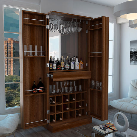 Bar Malbec Caramelo 75x175cm con Un Cajón y con Dieciocho Portabotellas - Bares | Bylmo