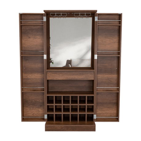 Bar Malbec Caramelo 75x175cm con Un Cajón y con Dieciocho Portabotellas - Bares | Bylmo