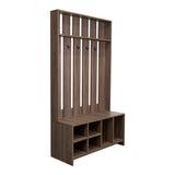 Mueble Recibidor Beijing Coñac 96.8x172.6cm con Seis Compartimientos y Cuatro Perchos - Repisas y Percheros | Bylmo