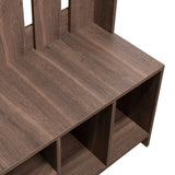 Mueble Recibidor Beijing Coñac 96.8x172.6cm con Seis Compartimientos y Cuatro Perchos - Repisas y Percheros | Bylmo