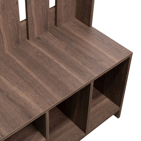 Mueble Recibidor Beijing Coñac 96.8x172.6cm con Seis Compartimientos y Cuatro Perchos - Repisas y Percheros | Bylmo