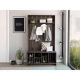 Mueble Recibidor Beijing Coñac 96.8x172.6cm con Seis Compartimientos y Cuatro Perchos - Repisas y Percheros | Bylmo