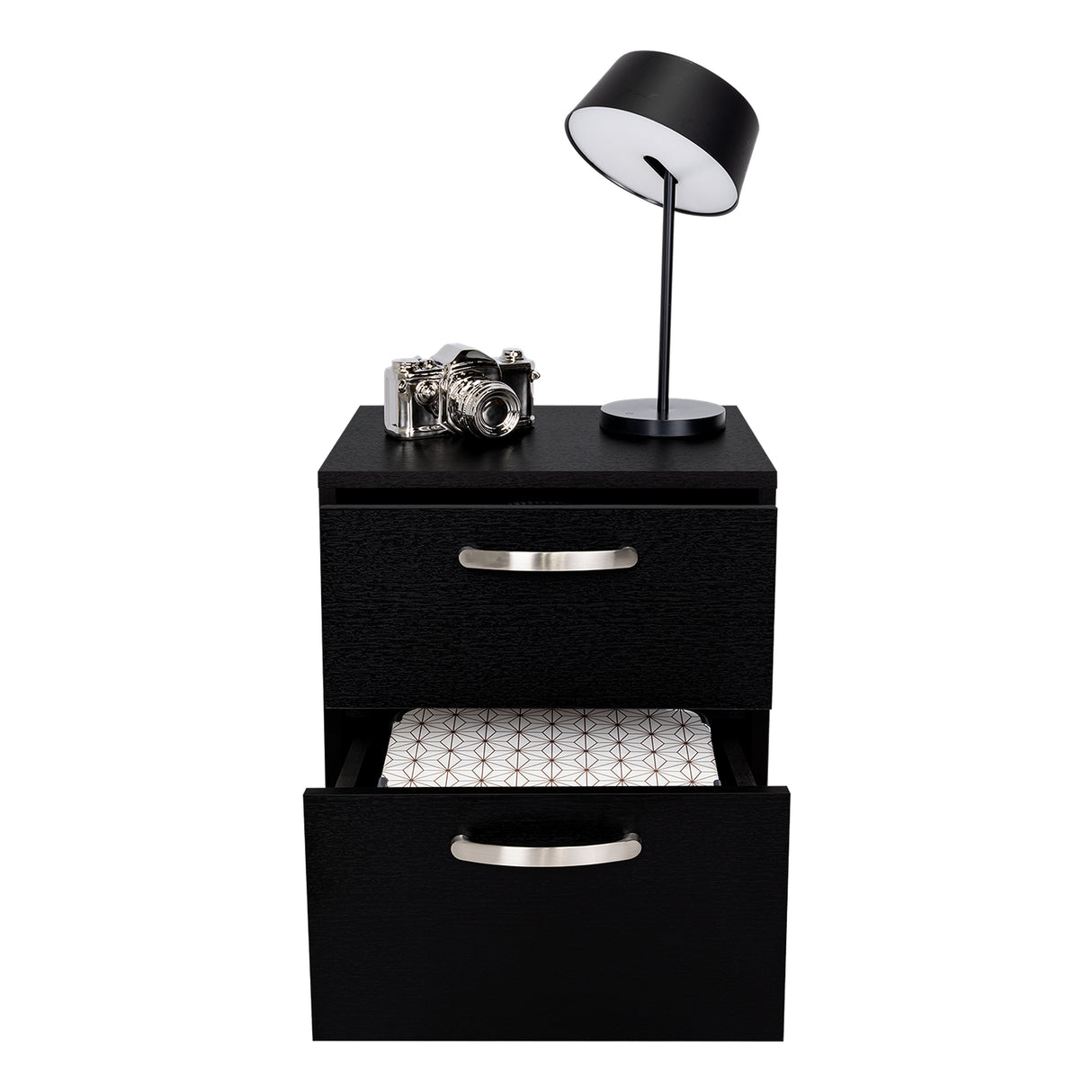 Mesa de Noche Argento Wengue 40x46.5cm con Dos Cajones - MESAS DE NOCHE | Bylmo