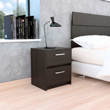 Mesa de Noche Argento Wengue 40x46.5cm con Dos Cajones - MESAS DE NOCHE | Bylmo