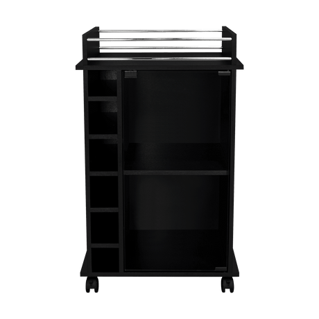 Bar Dukat Wengue 55x89cm con Dos Compartimientos con Seis Portabotellas y con Ruedas - BARES | Bylmo