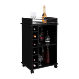 Bar Dukat Wengue 55x89cm con Dos Compartimientos con Seis Portabotellas y con Ruedas - BARES | Bylmo