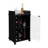 Bar Dukat Wengue 55x89cm con Dos Compartimientos con Seis Portabotellas y con Ruedas - BARES | Bylmo