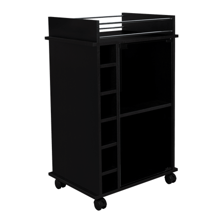 Bar Dukat Wengue 55x89cm con Dos Compartimientos con Seis Portabotellas y con Ruedas - BARES | Bylmo