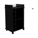 Bar Dukat Wengue 55x89cm con Dos Compartimientos con Seis Portabotellas y con Ruedas - BARES | Bylmo