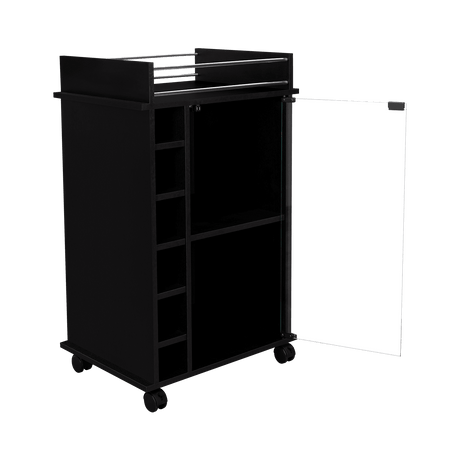 Bar Dukat Wengue 55x89cm con Dos Compartimientos con Seis Portabotellas y con Ruedas - BARES | Bylmo