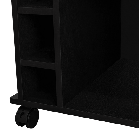 Bar Dukat Wengue 55x89cm con Dos Compartimientos con Seis Portabotellas y con Ruedas - BARES | Bylmo