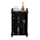 Bar Dukat Wengue 55x89cm con Dos Compartimientos con Seis Portabotellas y con Ruedas - BARES | Bylmo