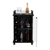 Bar Dukat Wengue 55x89cm con Dos Compartimientos con Seis Portabotellas y con Ruedas - BARES | Bylmo