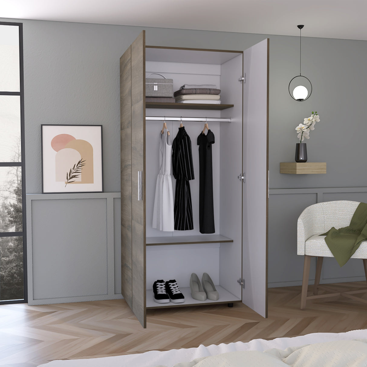 Closet Hogar Bellota y Blanco 80x180.5cm con Dos Puertas - CLOSETS | Bylmo