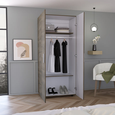 Closet Hogar Bellota y Blanco 80x180.5cm con Dos Puertas - CLOSETS | Bylmo