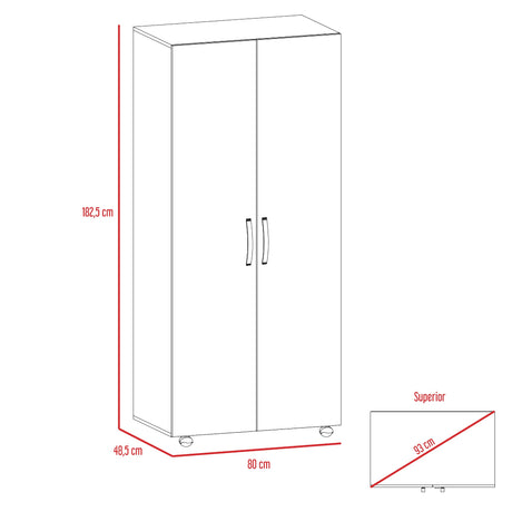 Closet Hogar Bellota y Blanco 80x180.5cm con Dos Puertas - CLOSETS | Bylmo