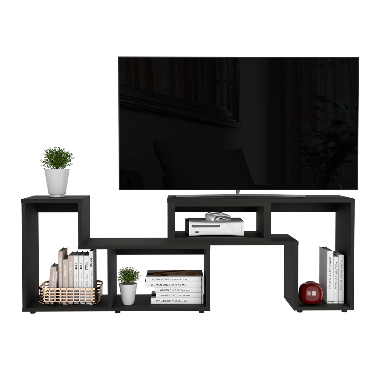 Rack de TV Extensible Beijing Wengue 160x57cm para TV Hasta 32" Pulgadas con Cuatro Compartimientos - MUEBLES DE TV | Bylmo