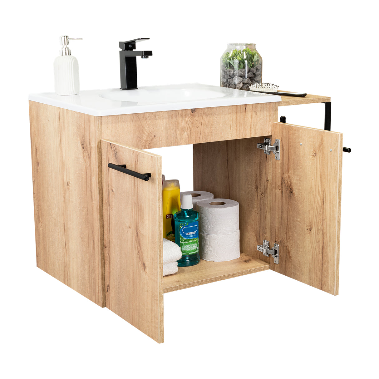 Mueble para Lavamanos Khari Duna 80x80cm Individual con Lavamanos y con con Dos Puertas - Muebles para Baño | Bylmo