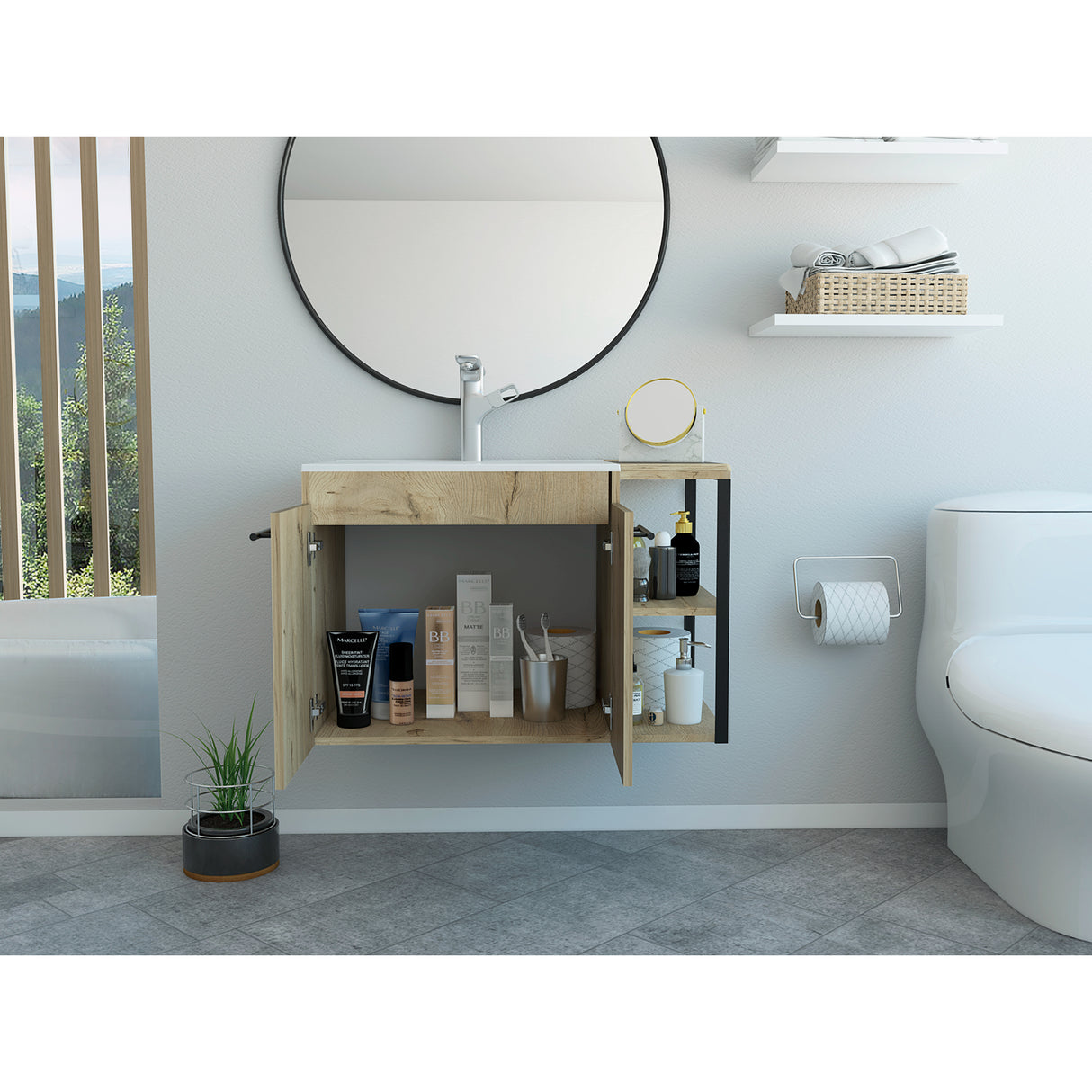 Mueble para Lavamanos Khari Duna 80x80cm Individual con Lavamanos y con con Dos Puertas - Muebles para Baño | Bylmo