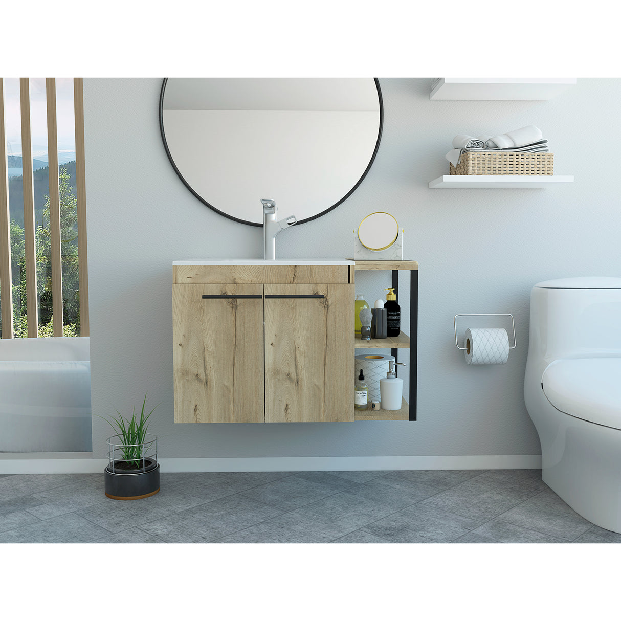 Mueble para Lavamanos Khari Duna 80x80cm Individual con Lavamanos y con con Dos Puertas - Muebles para Baño | Bylmo