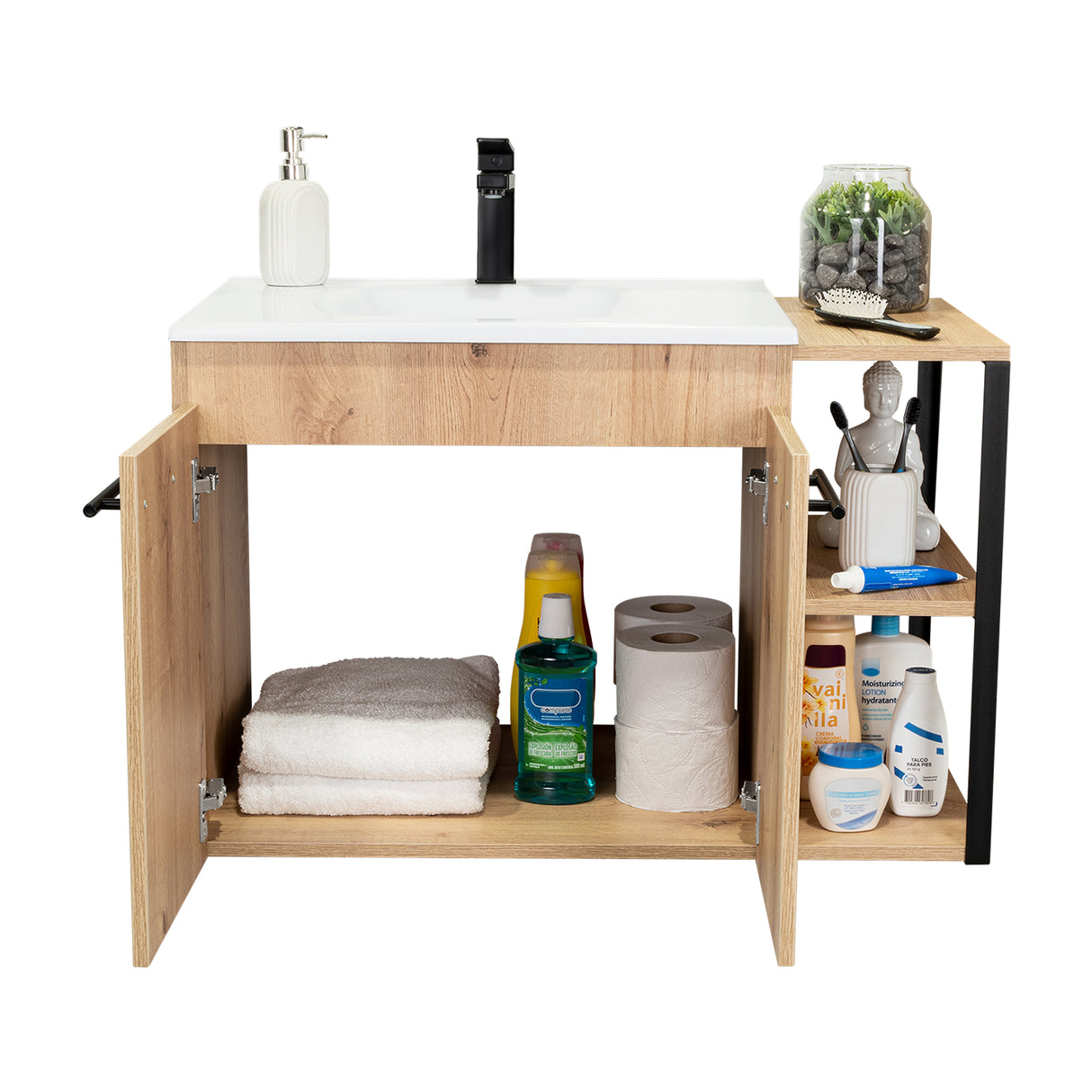 Mueble para Lavamanos Khari Duna 80x80cm Individual con Lavamanos y con con Dos Puertas - Muebles para Baño | Bylmo