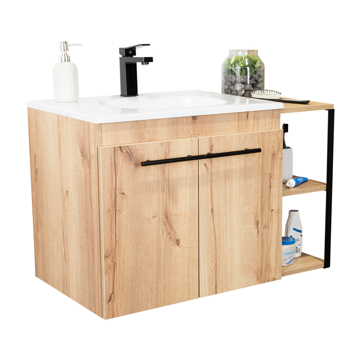 Mueble para Lavamanos Khari Duna 80x80cm Individual con Lavamanos y con con Dos Puertas - Muebles para Baño | Bylmo