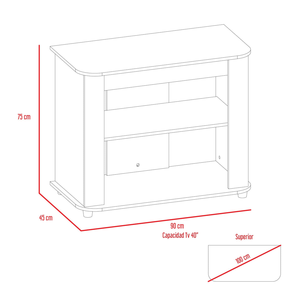 Rack de TV Maori Wengue 90x45cm Para TV Hasta 40 Pulgadas sin Cajones y con Patas - Muebles de TV | Bylmo