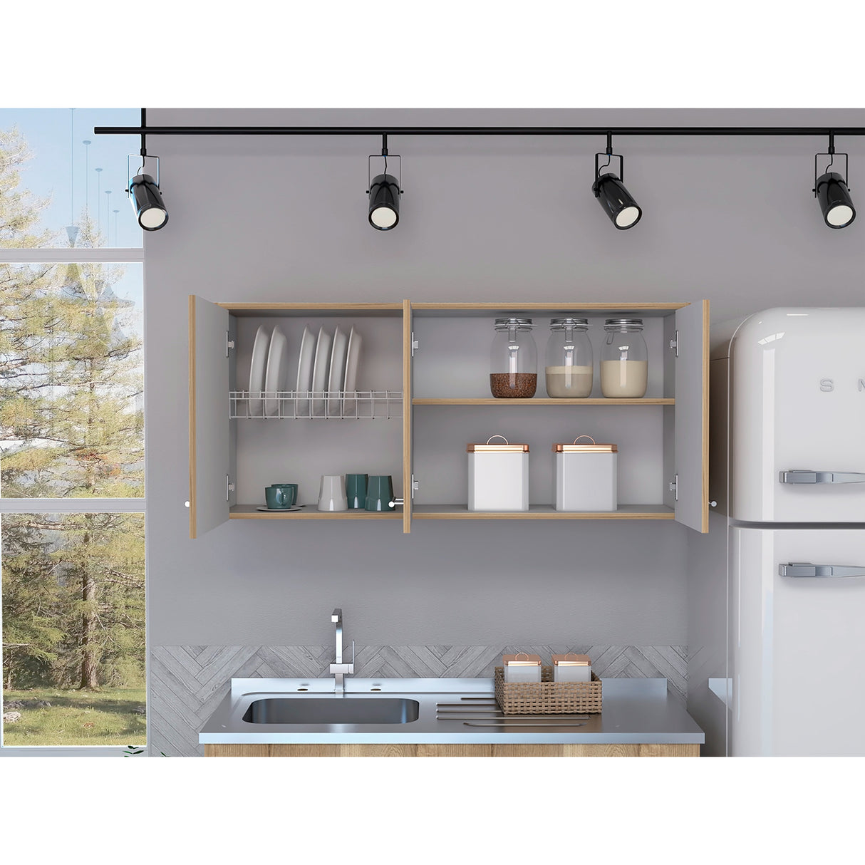 Mueble Superior de Cocina Orion Duna 120x54.5cm con Tres Puertas y con Locero - MUEBLES SUPERIORES DE COCINA | Bylmo