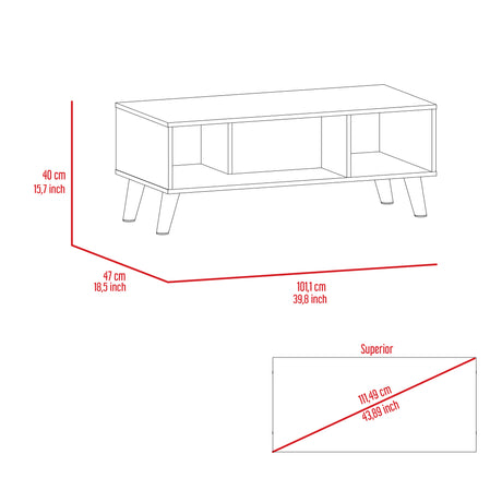 Mesa de Centro Z Coñac 101.1x40cm Rectangular con Patas y con Compartimientos - Mesas de Centro | Bylmo