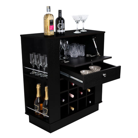 Bar New York Wengue 82x91.5cm con Dos Compartimientos y con Doce Portabotellas - BARES | Bylmo