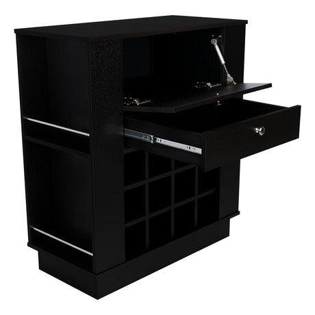 Bar New York Wengue 82x91.5cm con Dos Compartimientos y con Doce Portabotellas - BARES | Bylmo