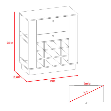 Bar New York Wengue 82x91.5cm con Dos Compartimientos y con Doce Portabotellas - BARES | Bylmo