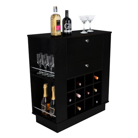 Bar New York Wengue 82x91.5cm con Dos Compartimientos y con Doce Portabotellas - BARES | Bylmo