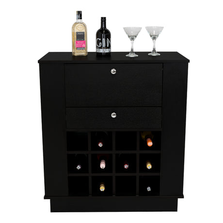 Bar New York Wengue 82x91.5cm con Dos Compartimientos y con Doce Portabotellas - BARES | Bylmo