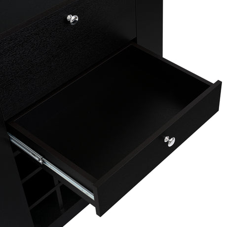 Bar New York Wengue 82x91.5cm con Dos Compartimientos y con Doce Portabotellas - BARES | Bylmo