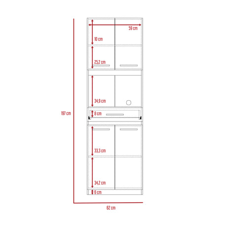 Módulo Microondas Manchester Wengue 62x197.6cm con Un Cajón y con Cuatro Puertas - ALACENAS Y MUEBLES MICROONDAS | Bylmo