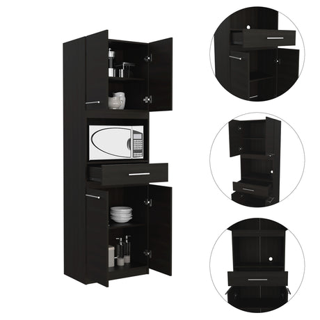 Módulo Microondas Manchester Wengue 62x197.6cm con Un Cajón y con Cuatro Puertas - ALACENAS Y MUEBLES MICROONDAS | Bylmo