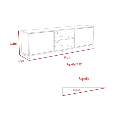 Rack de TV Classic Caramelo y Wengue 180x52.5cm para TV Hasta 70" Pulgadas con Cuatro Compartimientos - MUEBLES DE TV | Bylmo