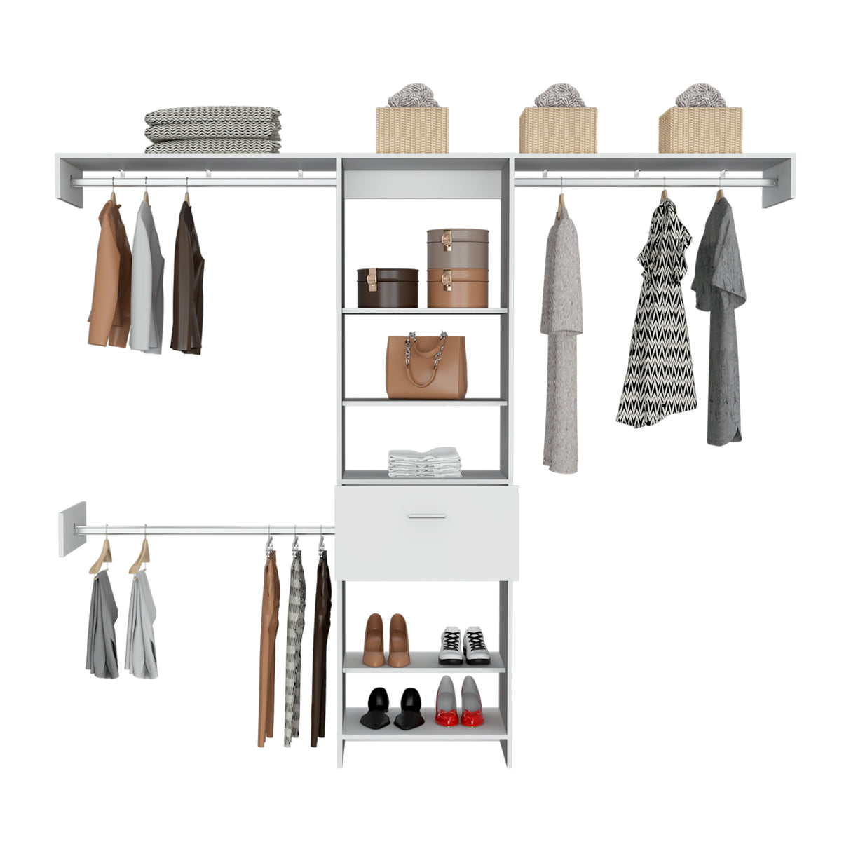 Closet Abierto Manchester Blanco 250x210.6cm con Un Cajón - CLOSETS | Bylmo