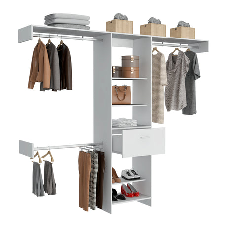 Closet Abierto Manchester Blanco 250x210.6cm con Un Cajón - CLOSETS | Bylmo