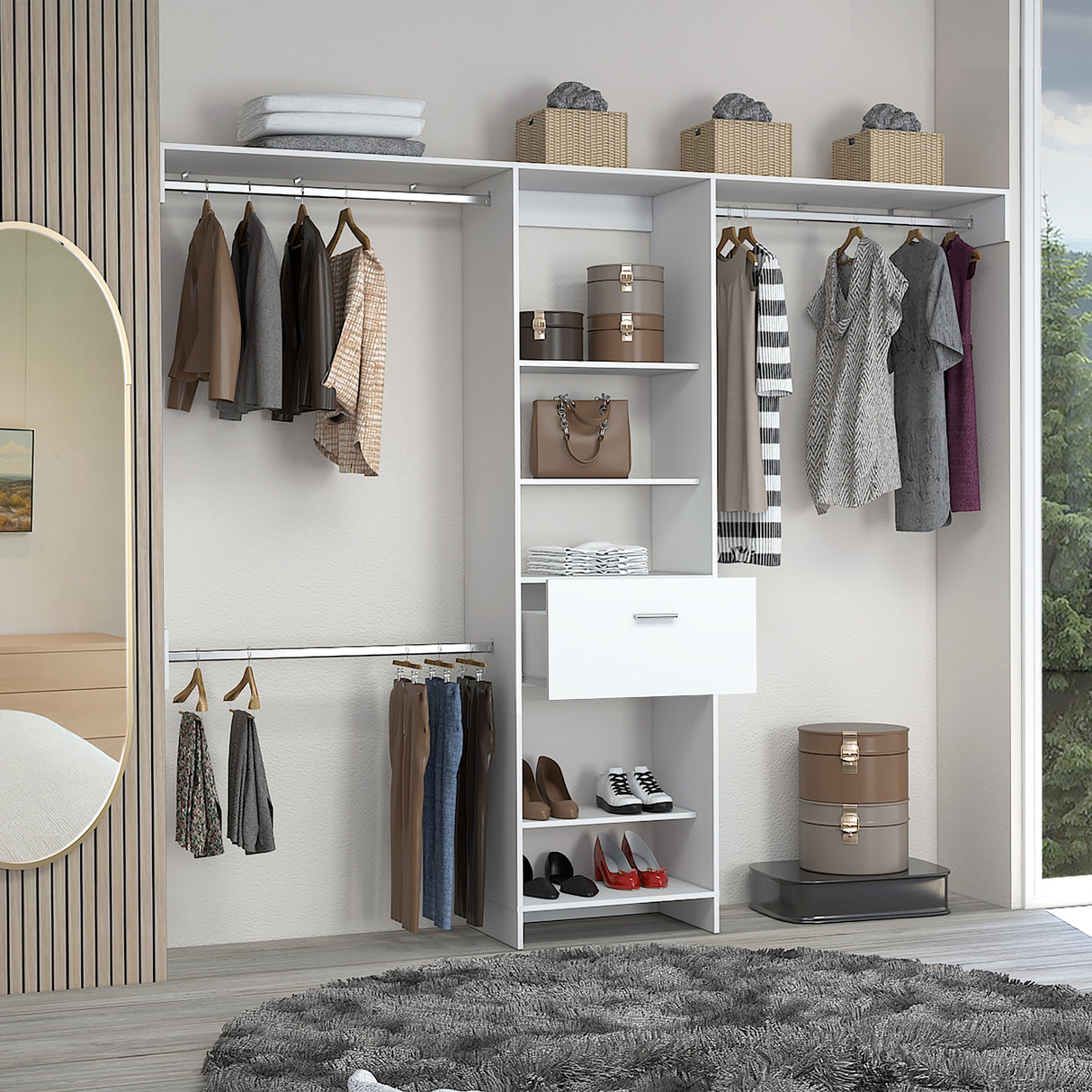 Closet Abierto Manchester Blanco 250x210.6cm con Un Cajón - CLOSETS | Bylmo