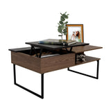 Mesa de Centro 5G Coñac y Wengue 105.1x45.7cm Rectangular Extensible con Compartimiento - MESAS DE CENTRO | Bylmo