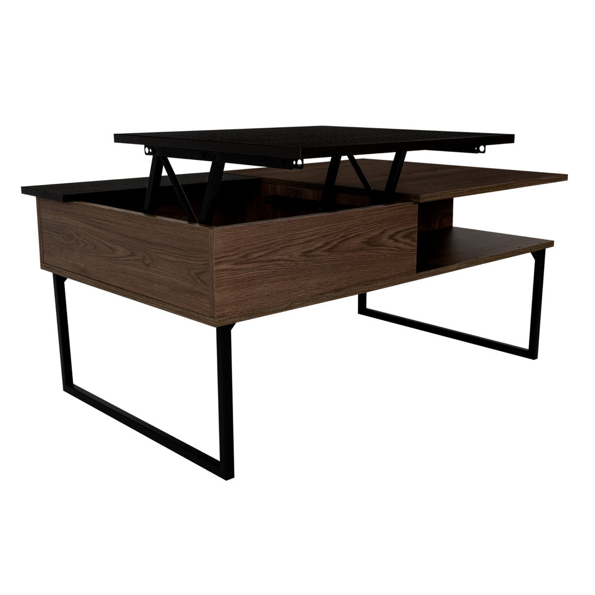 Mesa de Centro 5G Coñac y Wengue 105.1x45.7cm Rectangular Extensible con Compartimiento - MESAS DE CENTRO | Bylmo