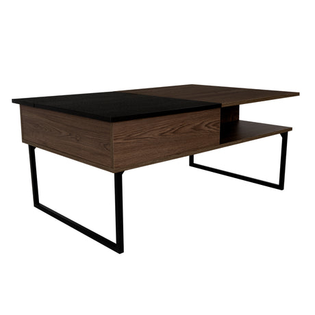 Mesa de Centro 5G Coñac y Wengue 105.1x45.7cm Rectangular Extensible con Compartimiento - MESAS DE CENTRO | Bylmo