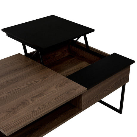 Mesa de Centro 5G Coñac y Wengue 105.1x45.7cm Rectangular Extensible con Compartimiento - MESAS DE CENTRO | Bylmo