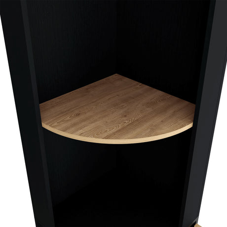 Bar Esquinero Kaia Wengue y Miel 45x180cm con Cuatro Compartimientos con Diez Portabotellas y con Patas - BARES | Bylmo